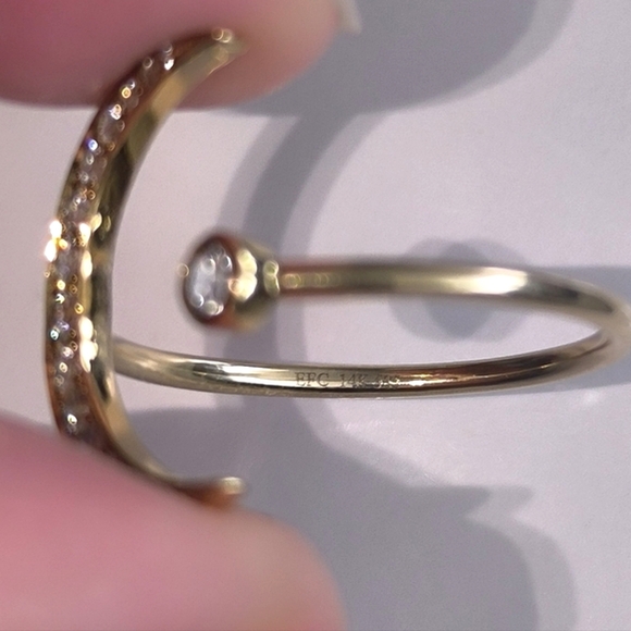 Half Moon Crescent Diamond White Sapphire 14K Yellow Gold Ring Ring - Picture 10 of 17